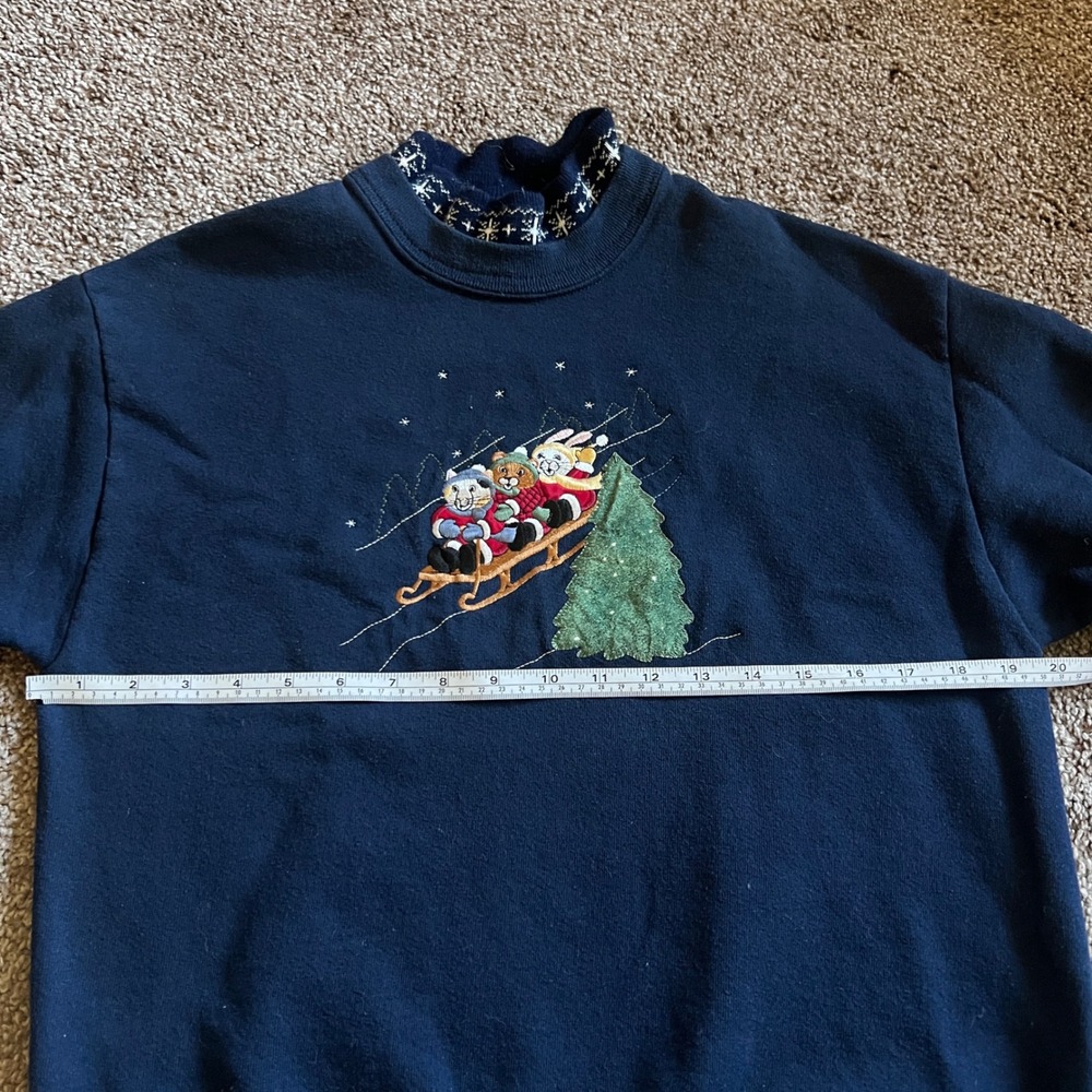 Navy Blue Festive Sweatshirt - Picture 2 of 6